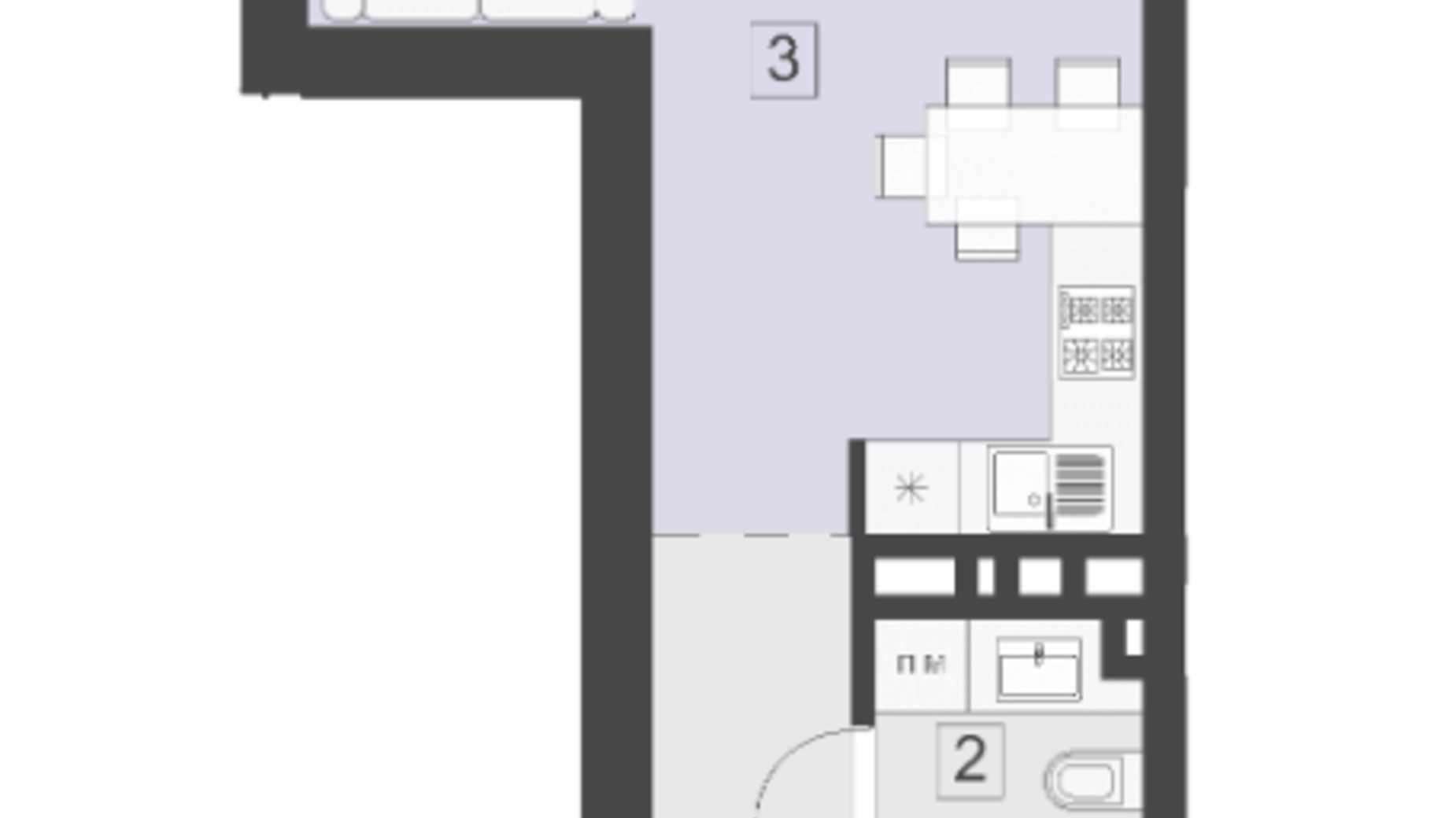 Планування апартаментів в ЖК Парус City 34.5 м², фото 546097