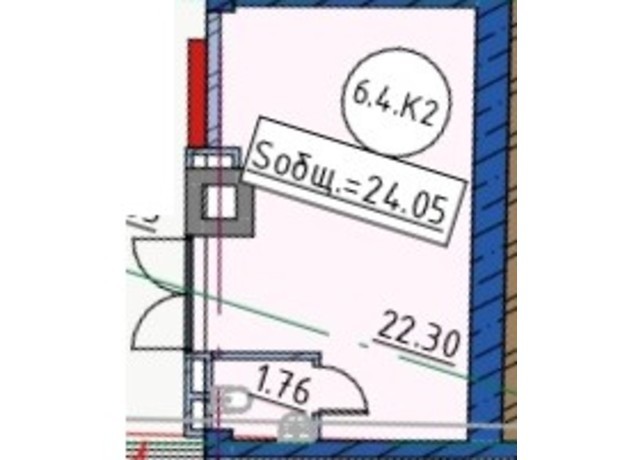 ЖК Пространство біля Стамбульского парку: планування приміщення 24.05 м²