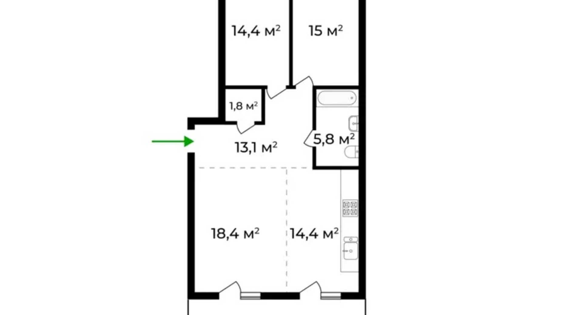 Планування 3-кімнатної квартири в ЖК Dream City 91.1 м², фото 546591