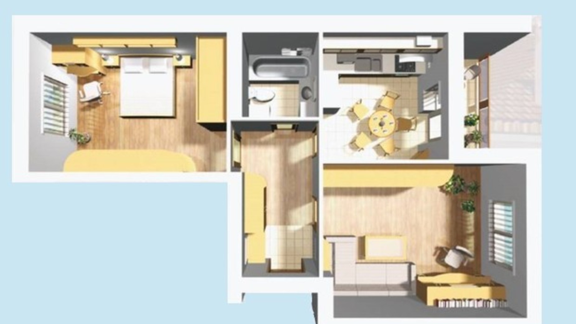 Планировка 2-комнатной квартиры в ЖК Семейный Городок 57 м², фото 546842