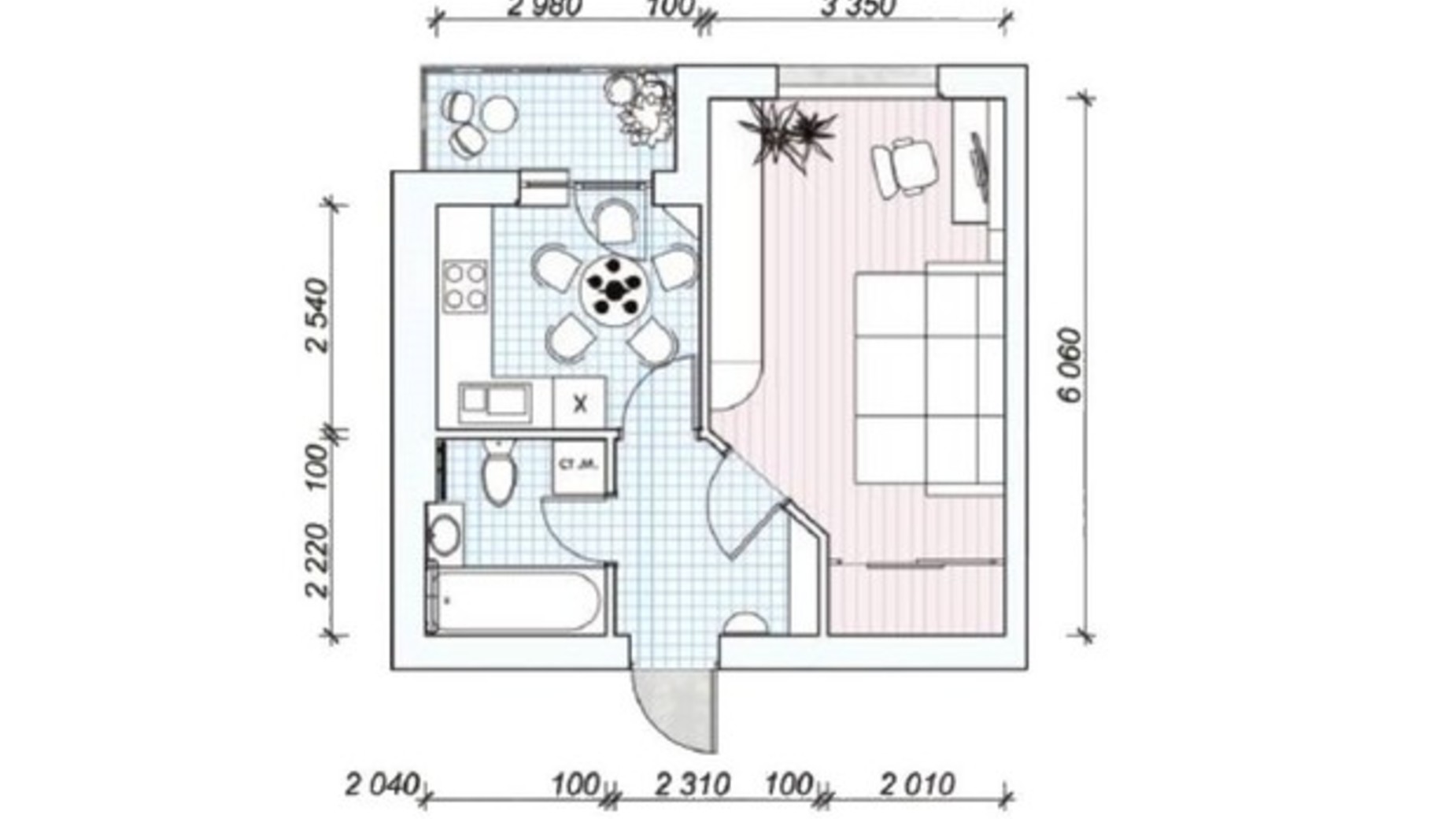 Планировка 1-комнатной квартиры в ЖК Семейный Городок 35 м², фото 546845