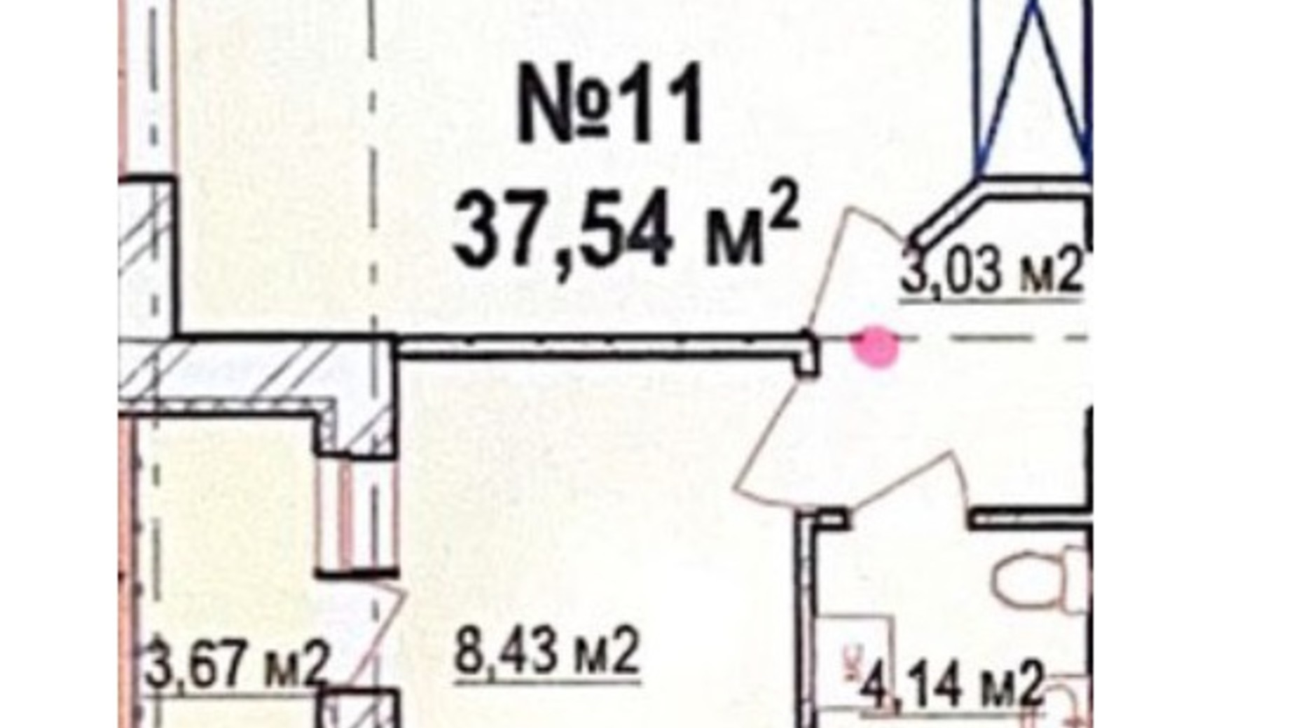 Планировка 1-комнатной квартиры в ЖК Массив Барский 37.54 м², фото 547096