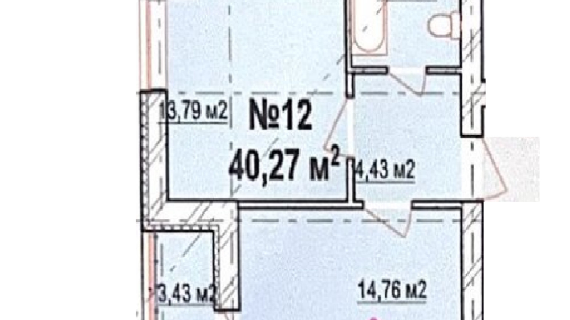 Планировка 1-комнатной квартиры в ЖК Массив Барский 40.27 м², фото 547297