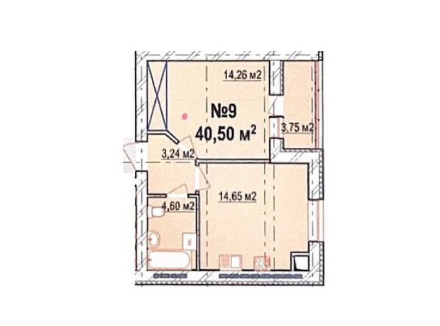 ЖК Массив Барский: планировка 1-комнатной квартиры 40.5 м²