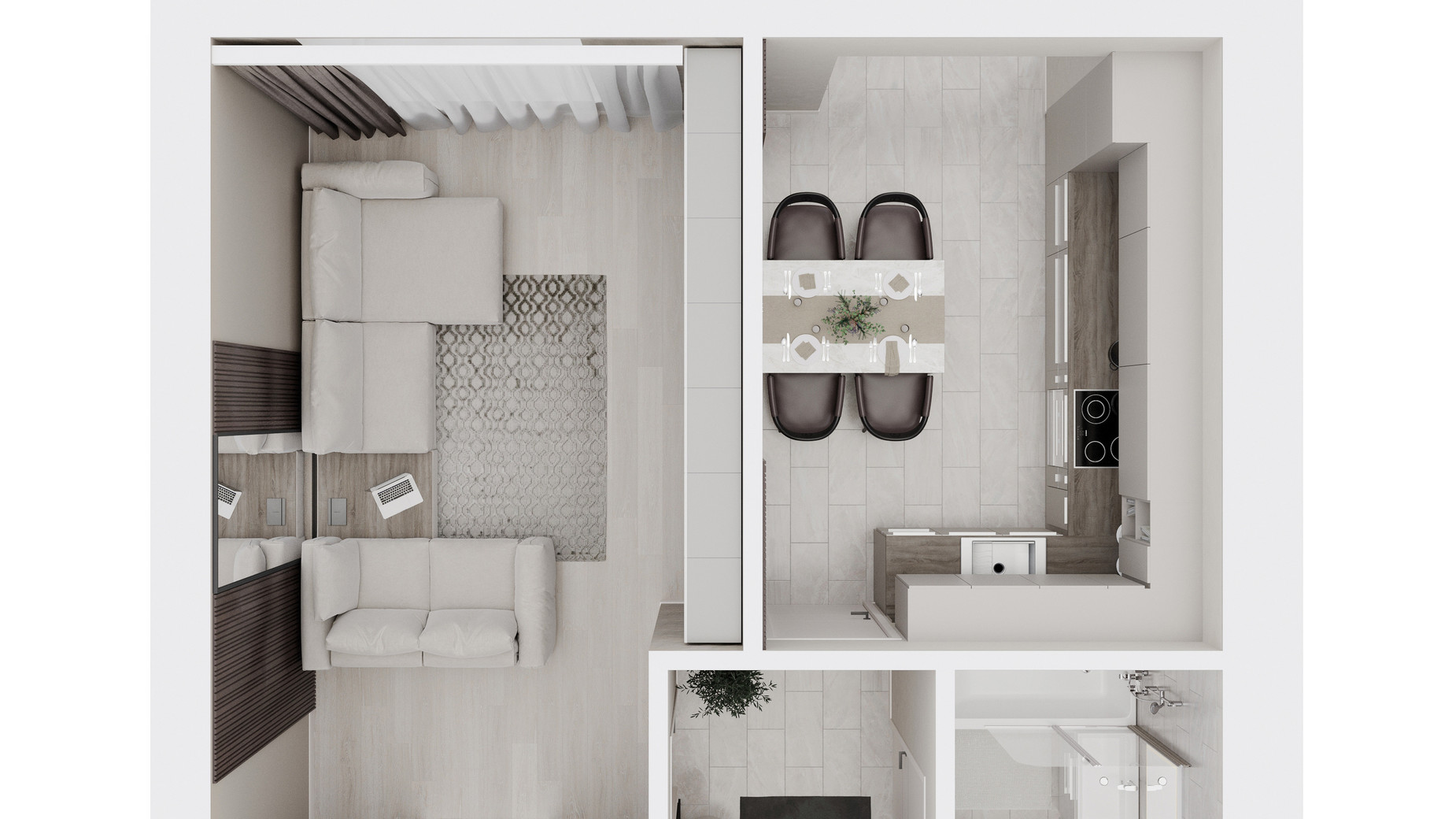 Планування 1-кімнатної квартири в ЖК Living Park Нова Будова-2 43.3 м², фото 547527