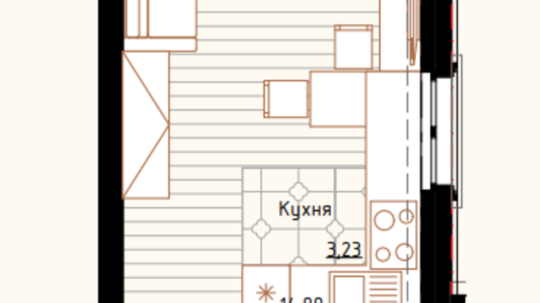 Планування квартири студії в ЖК Нова Англія 29.2 м², фото 548305