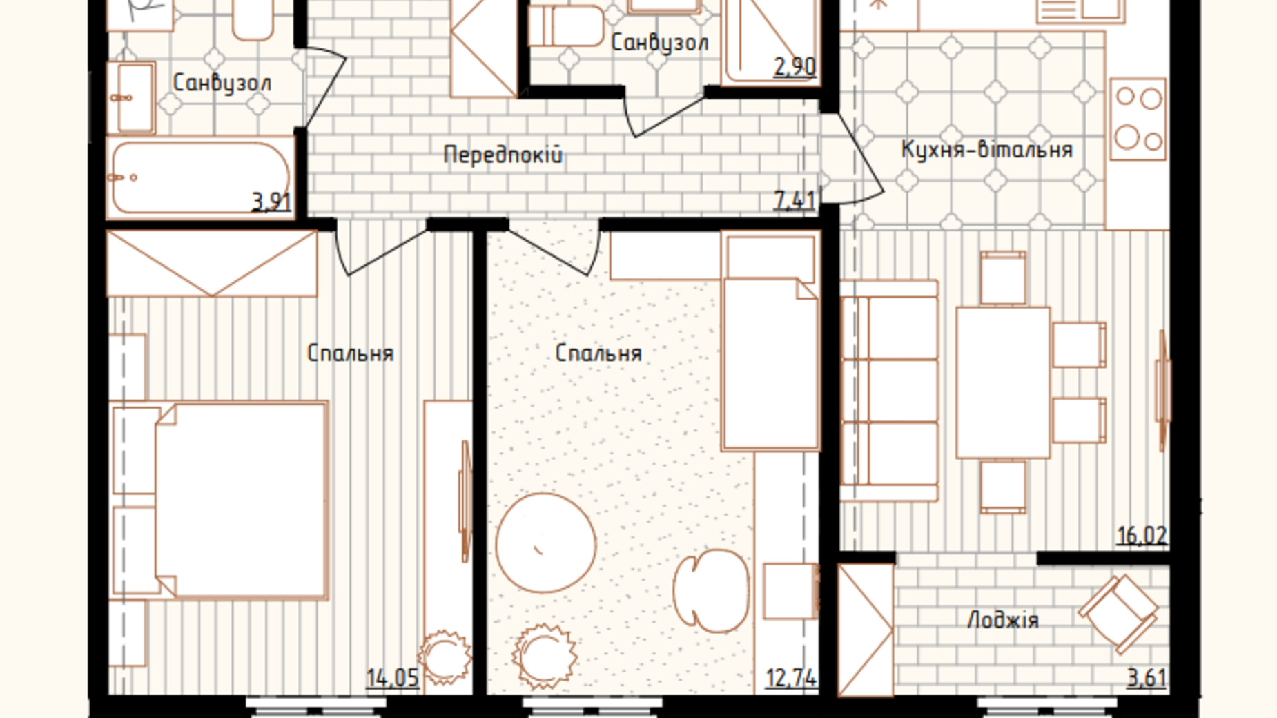 Планировка 2-комнатной квартиры в ЖК Новая Англия 60.64 м², фото 548316