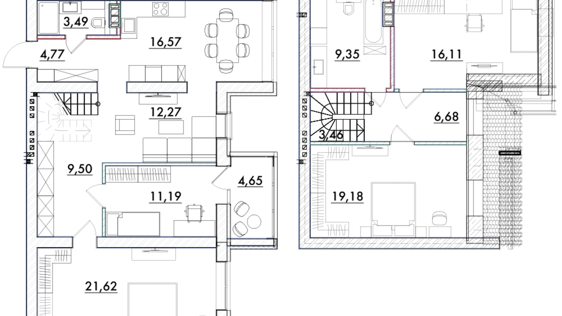 Планування багато­рівневої квартири в ЖК Desna Park Residence 138.84 м², фото 548335