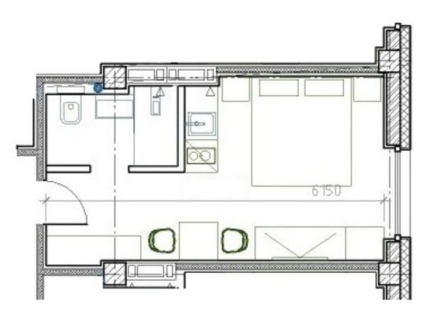 ЖК ArtHoff: планировка 1-комнатной квартиры 21.5 м²