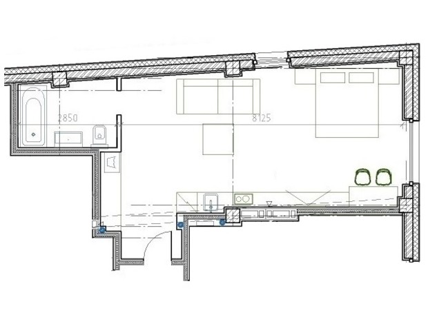 ЖК ArtHoff: планировка 1-комнатной квартиры 45.4 м²