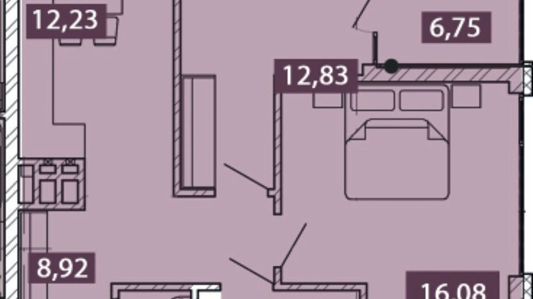 Планировка 2-комнатной квартиры в ЖК Novo Residence 63.85 м², фото 548516