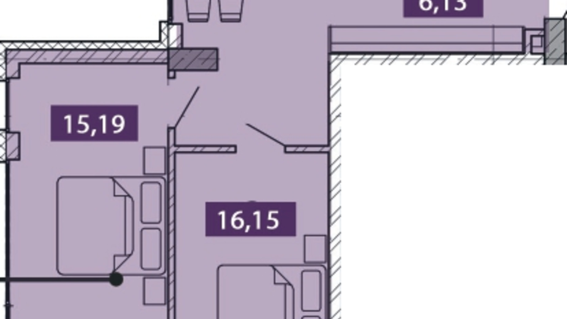 Планировка 2-комнатной квартиры в ЖК Novo Residence 64.08 м², фото 548520