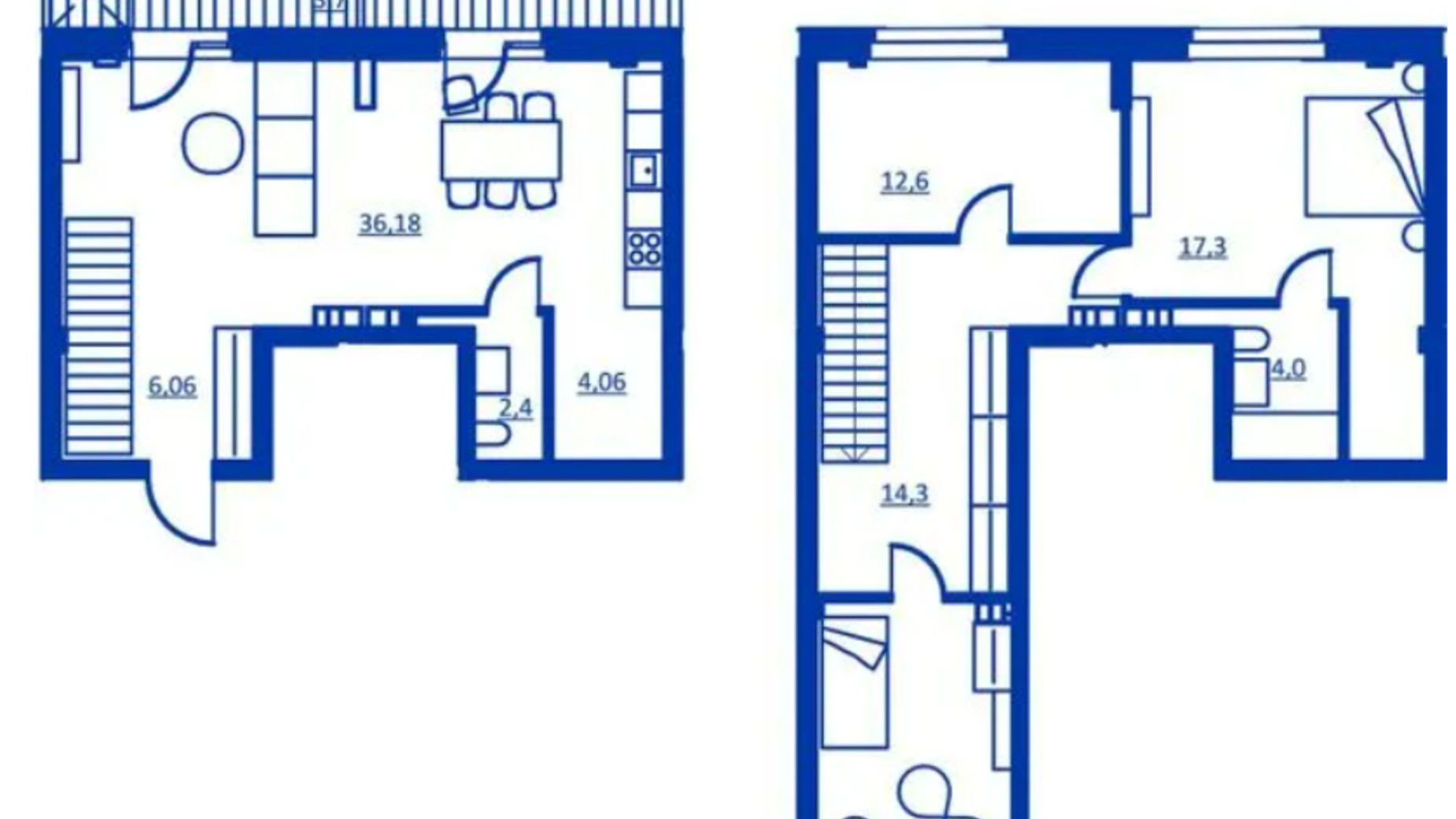 Планування багато­рівневої квартири в Житловий район Rybalsky 116.1 м², фото 549106