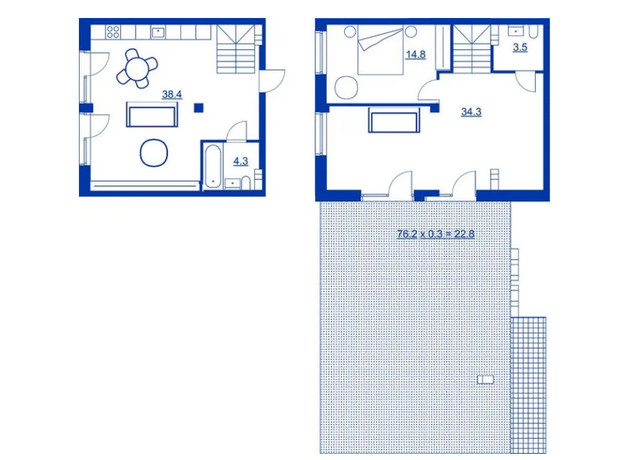 Жилой район Rybalsky: планировка 3-комнатной квартиры 117.9 м²