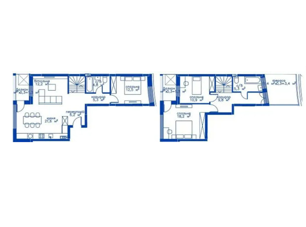 Жилой район Rybalsky: планировка 3-комнатной квартиры 112.8 м²