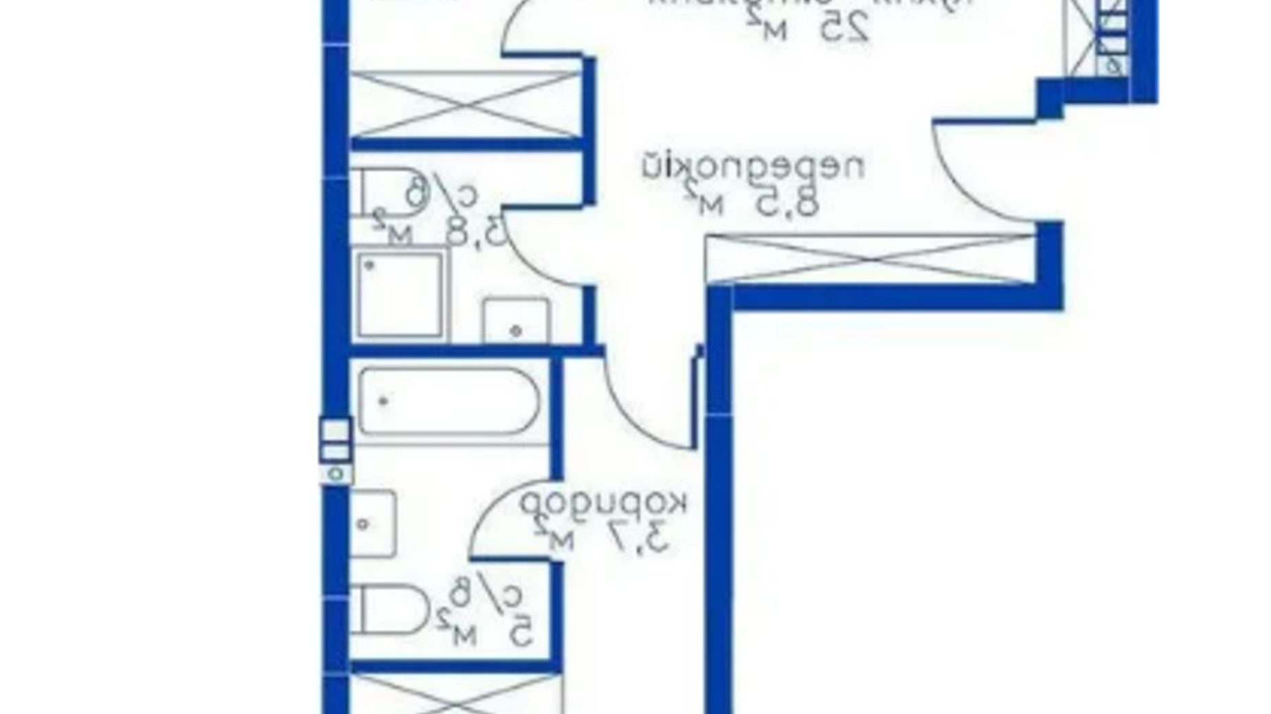 Планировка 2-комнатной квартиры в Жилой район Rybalsky 76.4 м², фото 549140