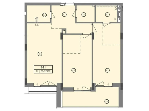 ЖК Unit.Home: планировка 2-комнатной квартиры 92.7 м²