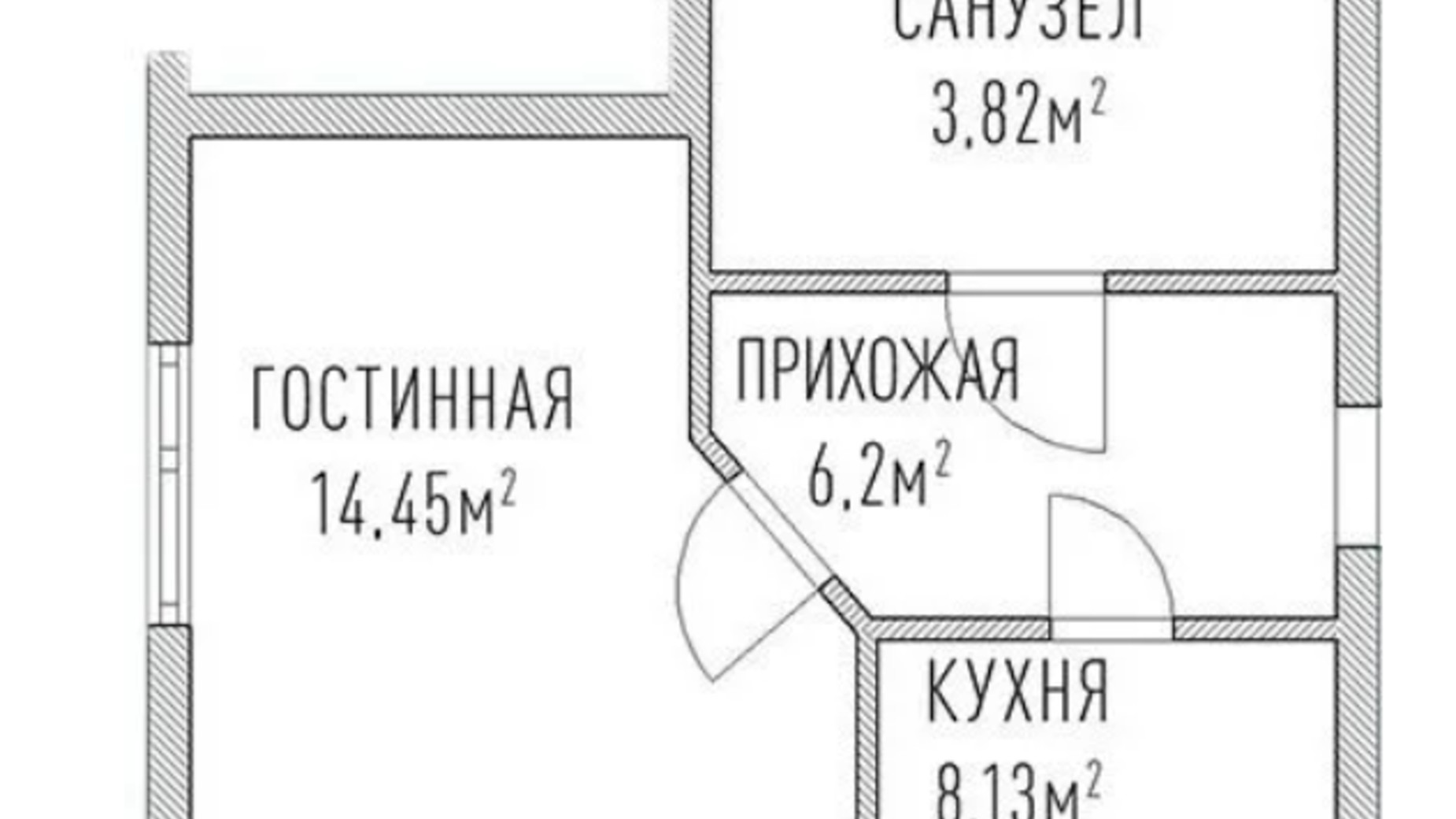 Планировка 1-комнатной квартиры в ЖК Лондон Парк 32.6 м², фото 549266