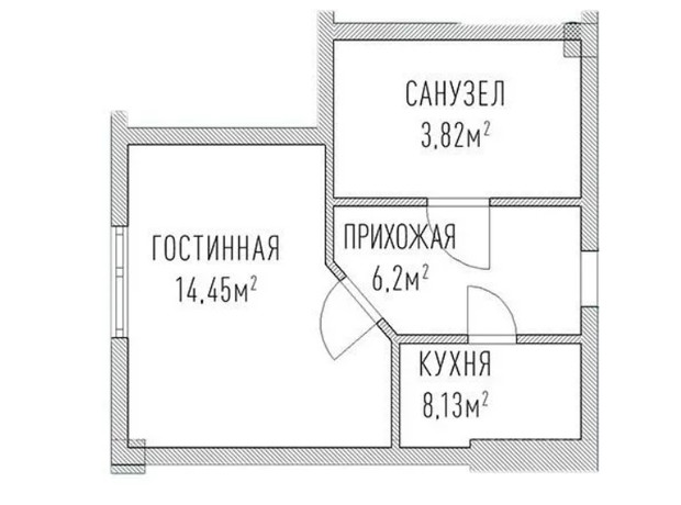 ЖК Лондон Парк: планировка 1-комнатной квартиры 32.6 м²