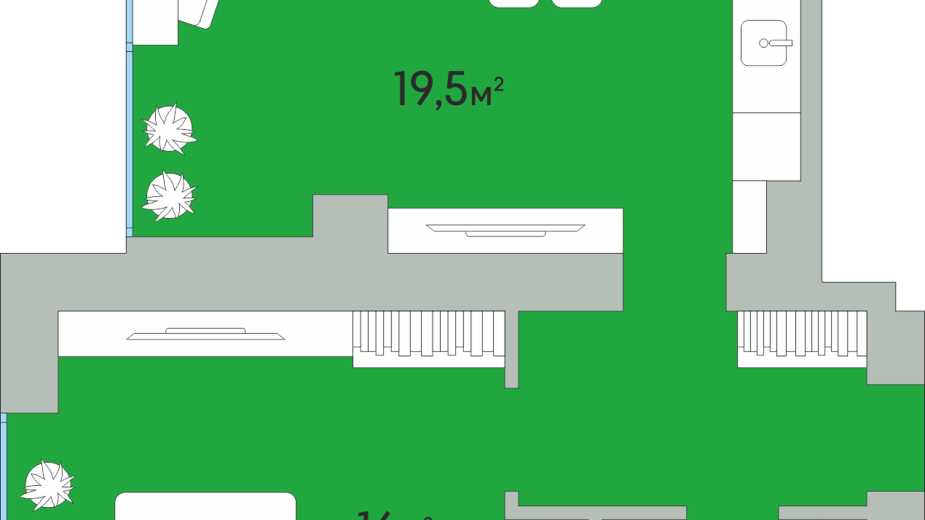 Планировка 1-комнатной квартиры в ЖК Green Estate 45.5 м², фото 549337