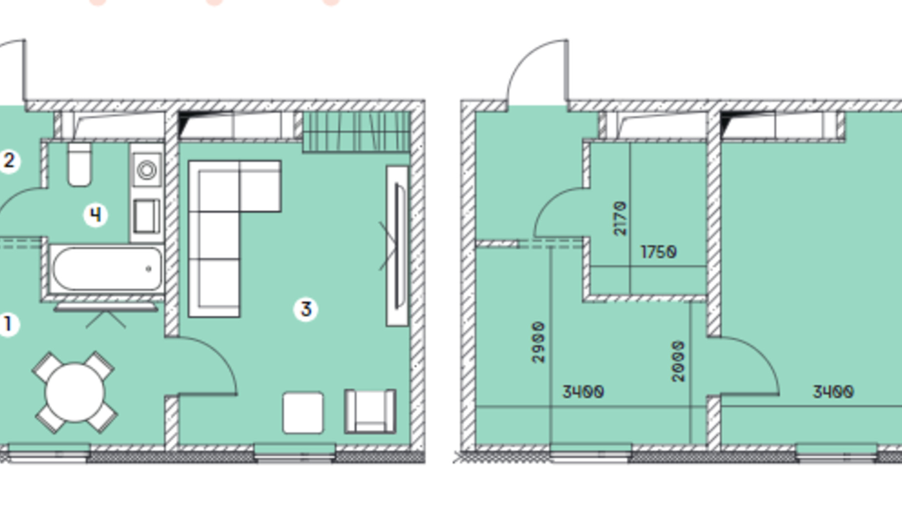 Планування 1-кімнатної квартири в ЖК Smart 30.31 м², фото 549596