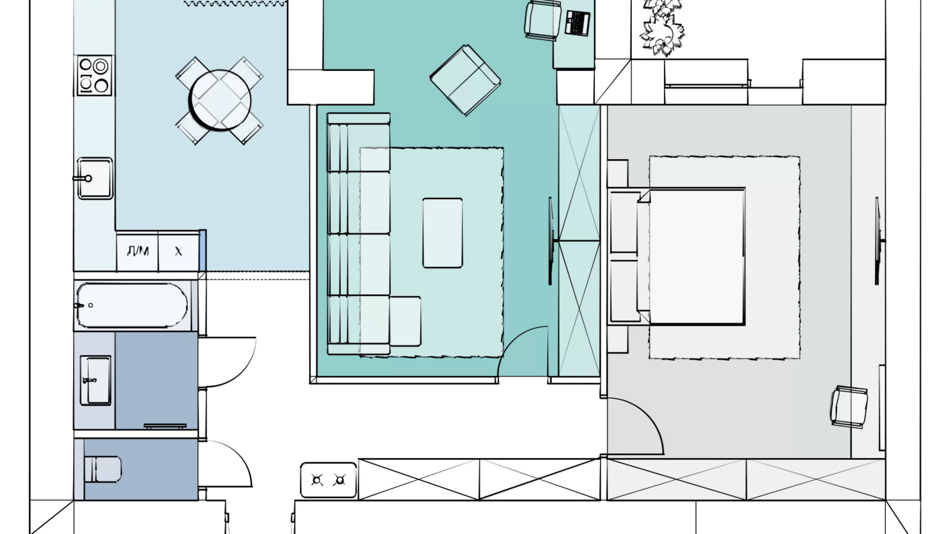 Планування 2-кімнатної квартири в ЖК Comfort House 83.9 м², фото 549599