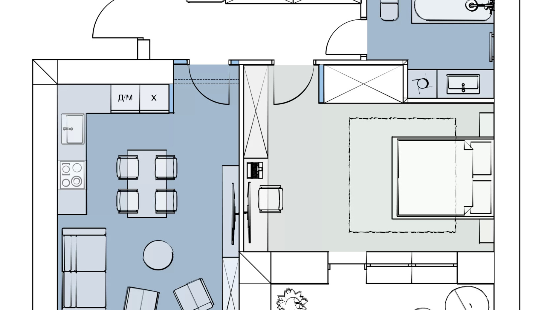 Планування 1-кімнатної квартири в ЖК Comfort House 59.4 м², фото 549601