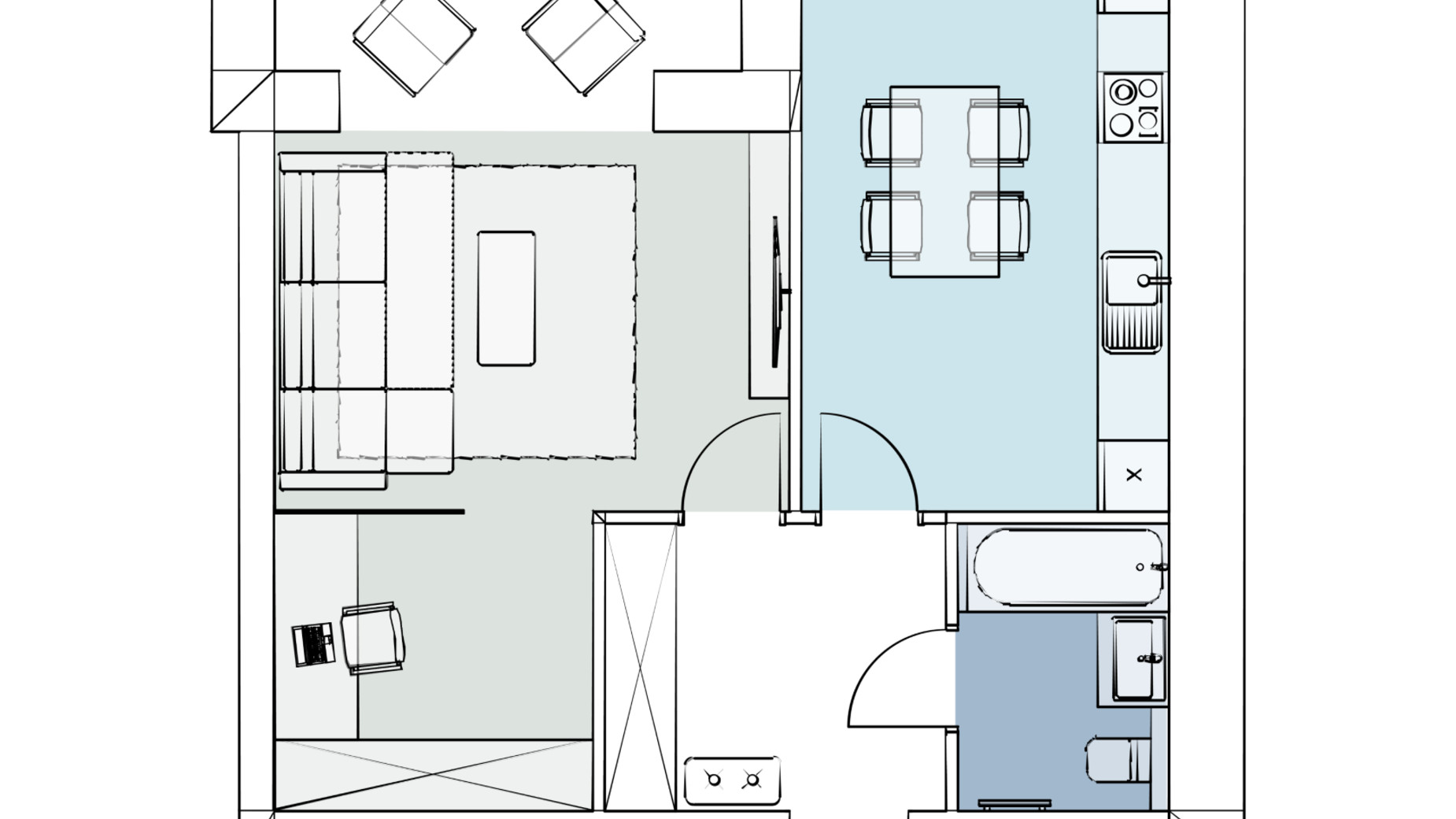 Планування 1-кімнатної квартири в ЖК Comfort House 50.4 м², фото 549606