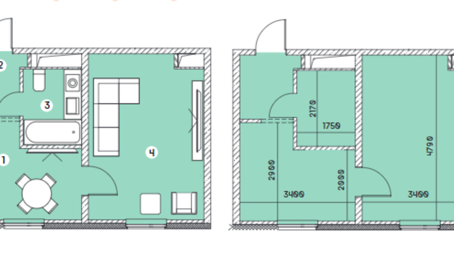 Планування 1-кімнатної квартири в ЖК Smart 29.95 м², фото 549609