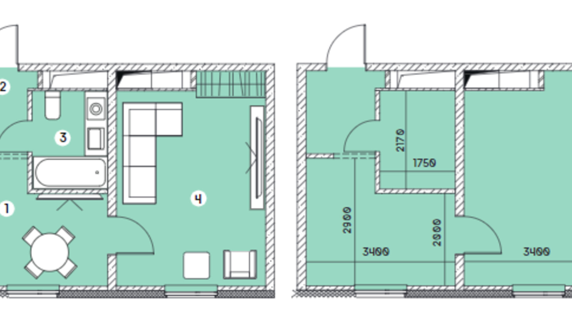 Планування 1-кімнатної квартири в ЖК Smart 30.34 м², фото 549610