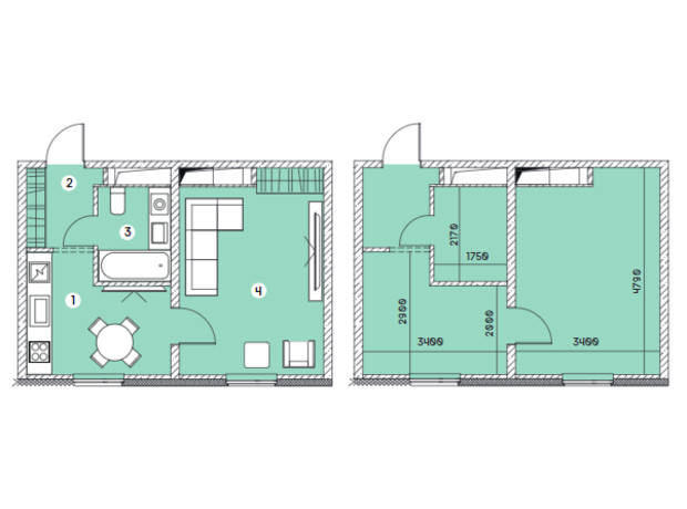ЖК Smart: планування 1-кімнатної квартири 30.34 м²