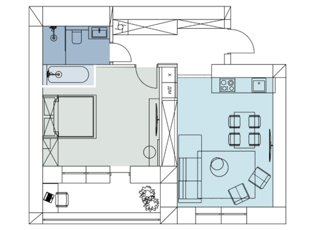 ЖК Comfort House: планировка 1-комнатной квартиры 59.4 м²