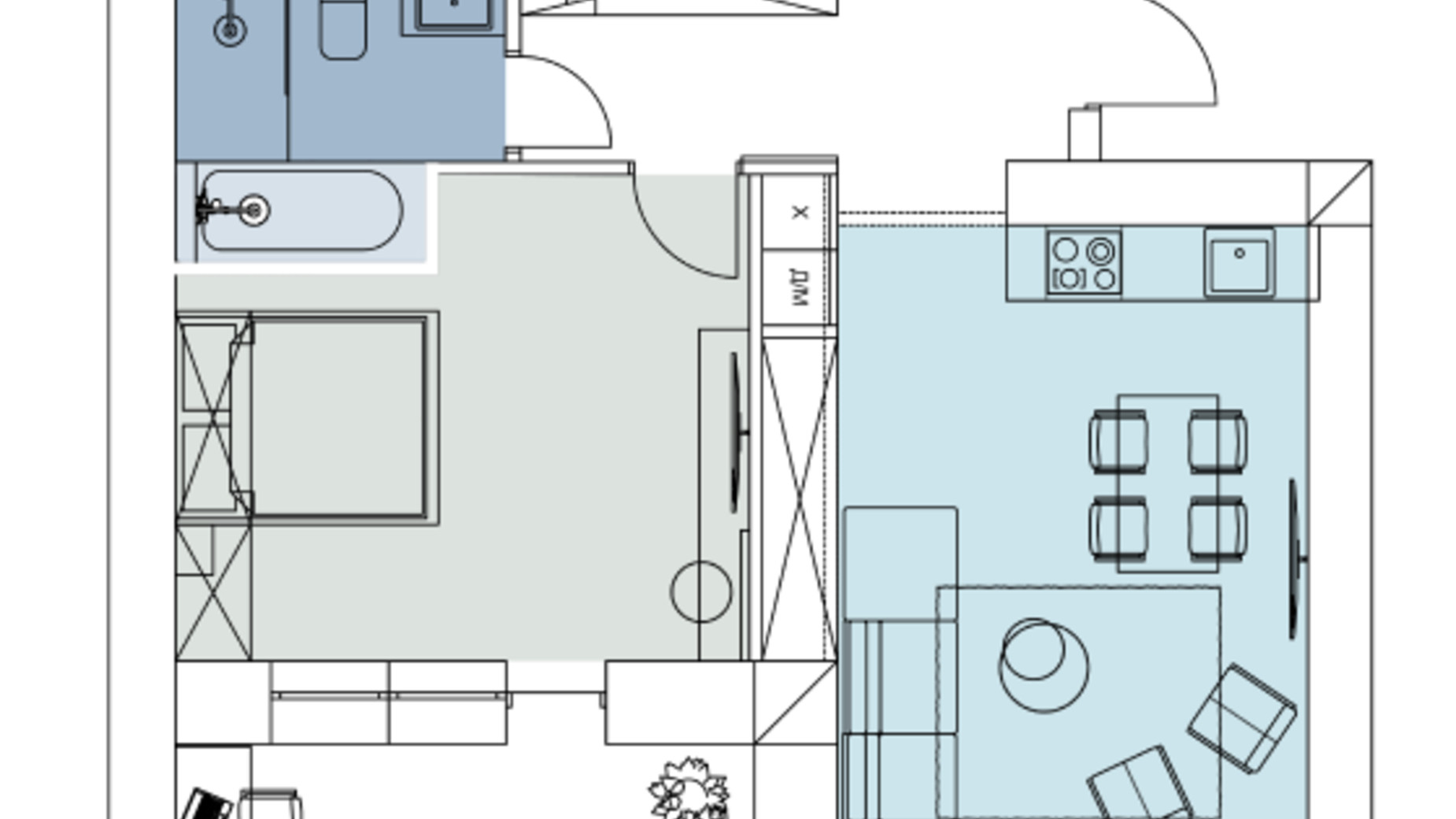 Планировка 1-комнатной квартиры в ЖК Comfort House 59.4 м², фото 549620