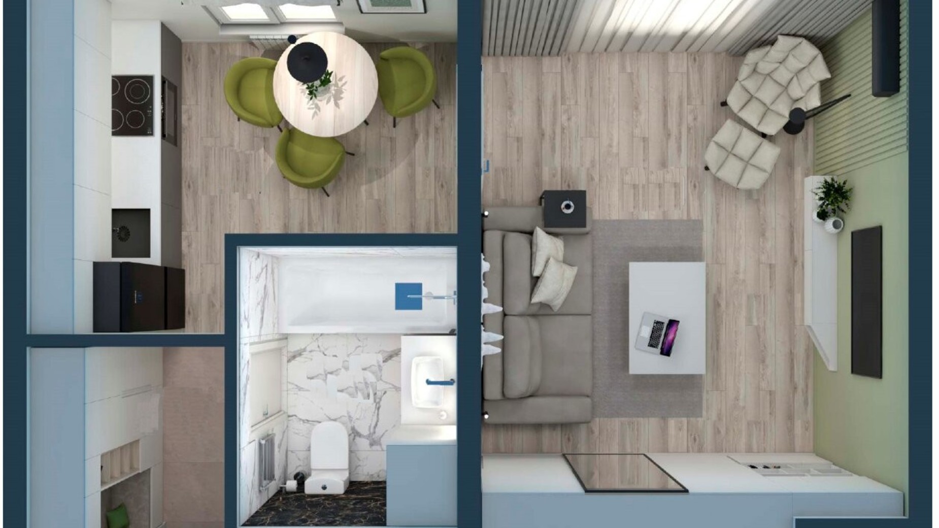 Планування 1-кімнатної квартири в ЖК Smart 31.02 м², фото 549625