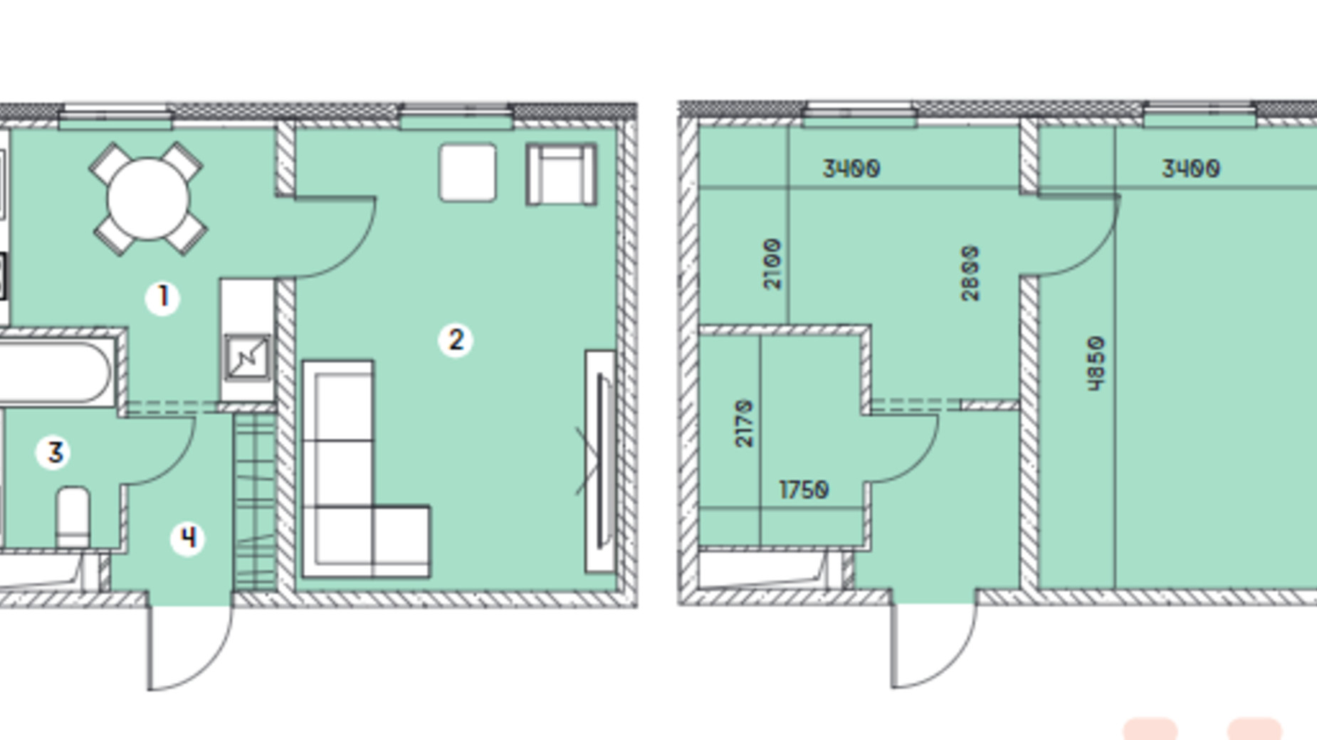 Планування 1-кімнатної квартири в ЖК Smart 31.02 м², фото 549626