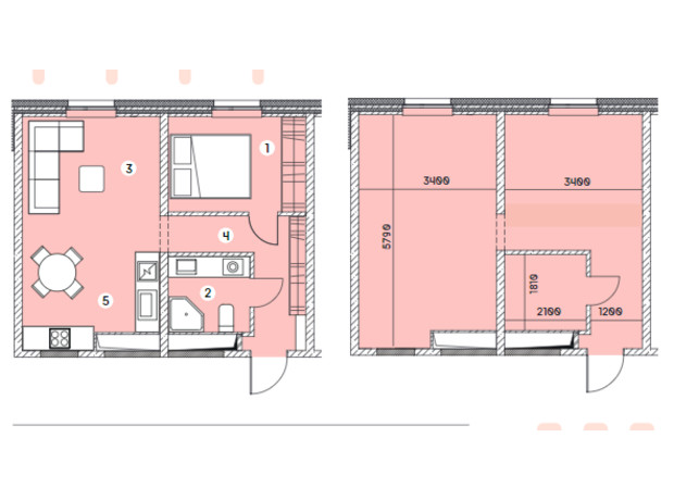 ЖК Smart: планировка 1-комнатной квартиры 37.25 м²