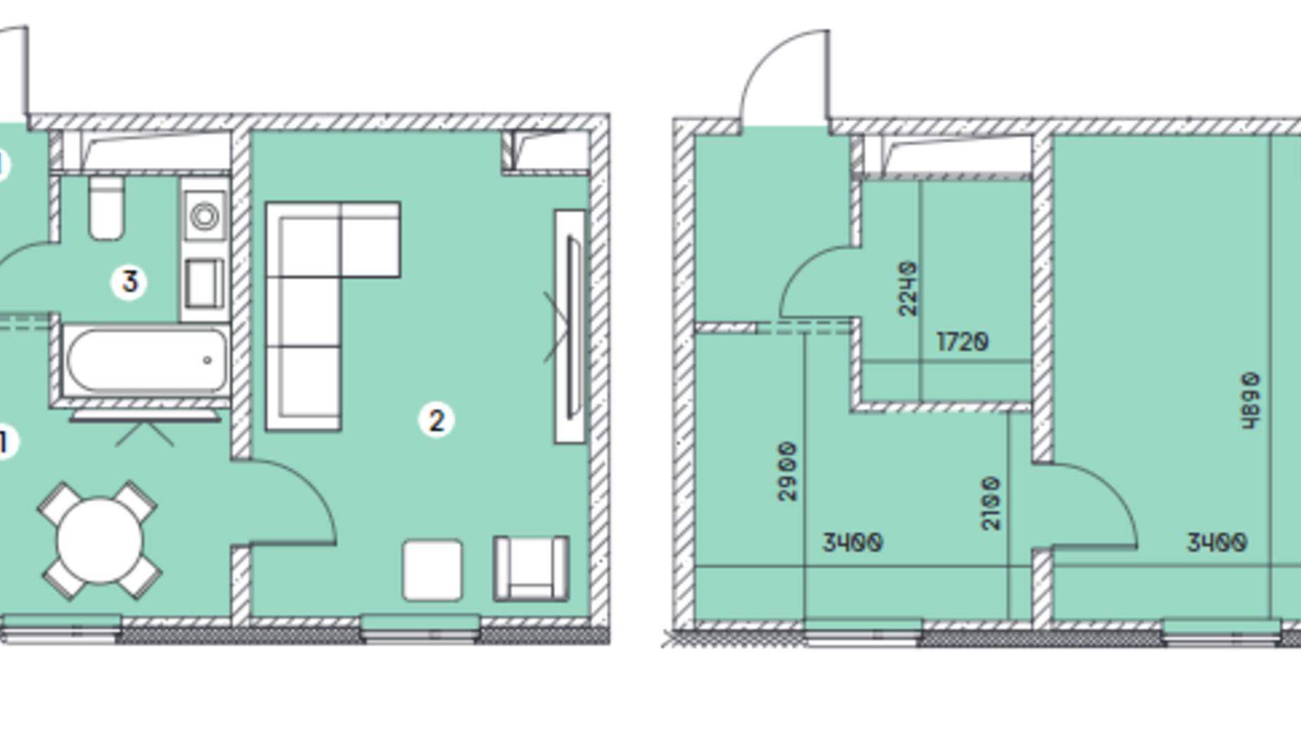 Планування 1-кімнатної квартири в ЖК Smart 30.64 м², фото 549628