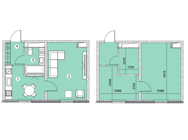 ЖК Smart: планування 1-кімнатної квартири 30.64 м²