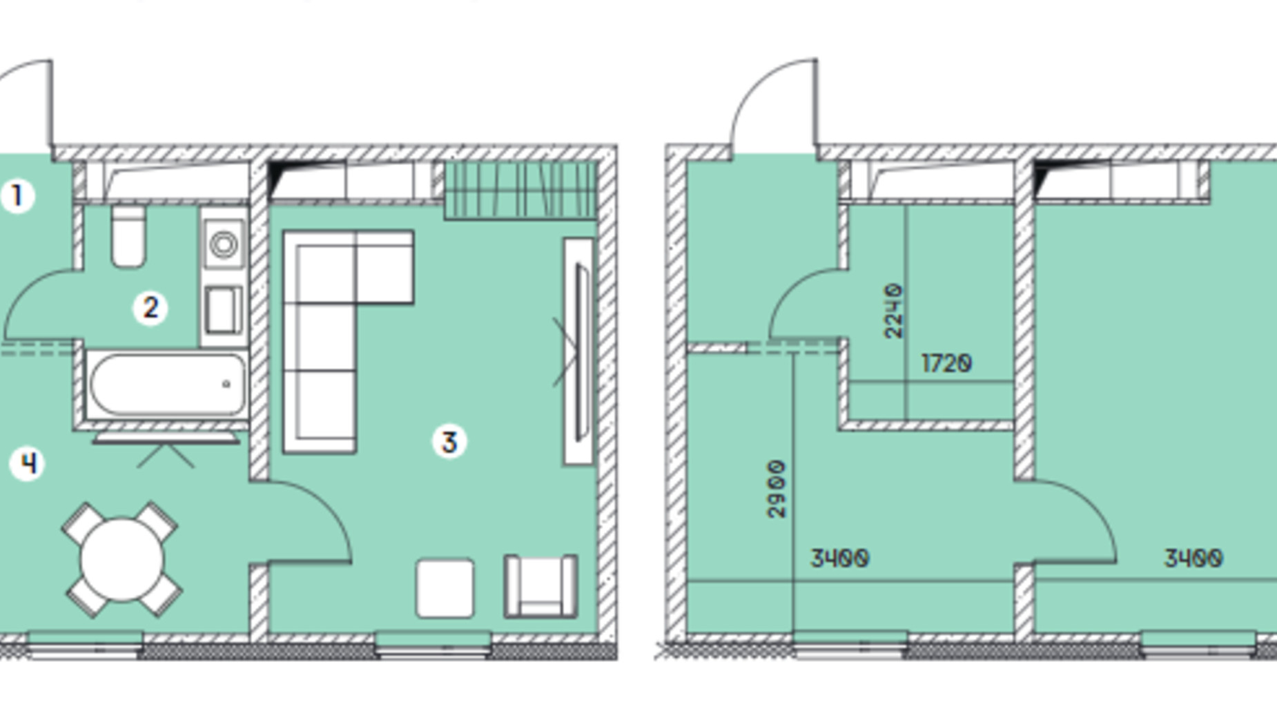 Планировка 1-комнатной квартиры в ЖК Smart 31.05 м², фото 549642