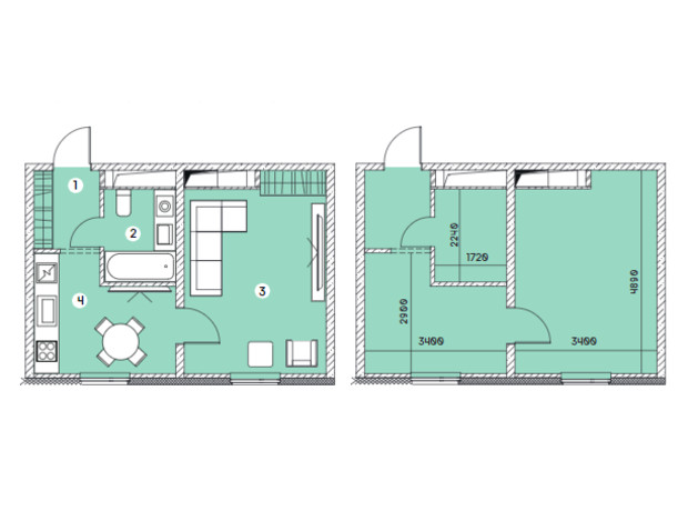 ЖК Smart: планировка 1-комнатной квартиры 31.05 м²