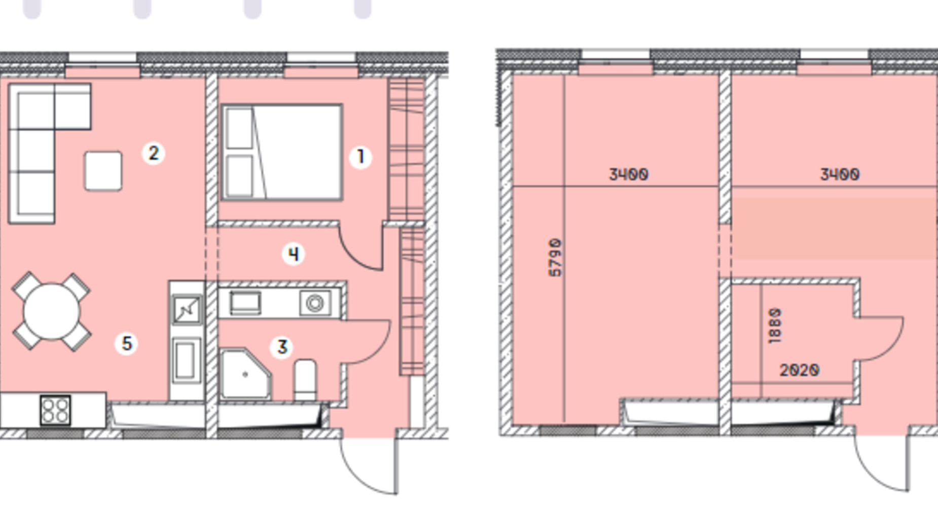 Планування 1-кімнатної квартири в ЖК Smart 37.31 м², фото 549643