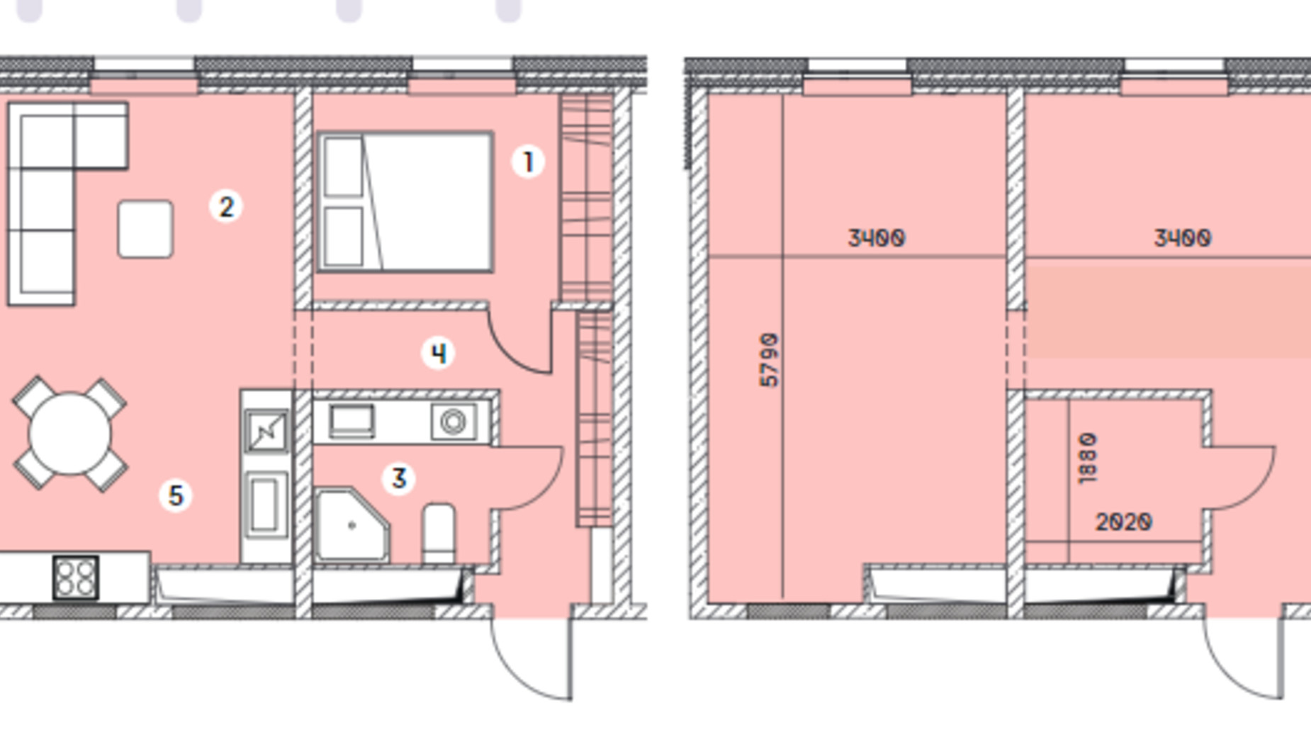 Планування 1-кімнатної квартири в ЖК Smart 37.31 м², фото 549645