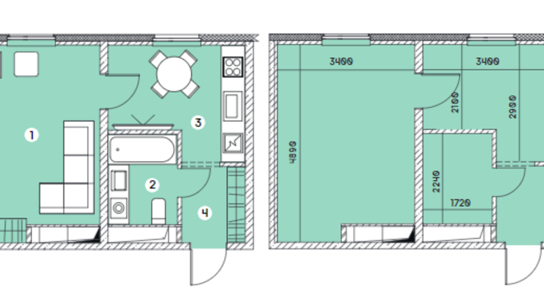 Планування 1-кімнатної квартири в ЖК Smart 31.05 м², фото 549647