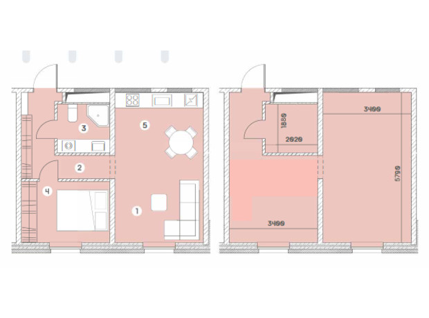 ЖК Smart: планировка 1-комнатной квартиры 37.3 м²