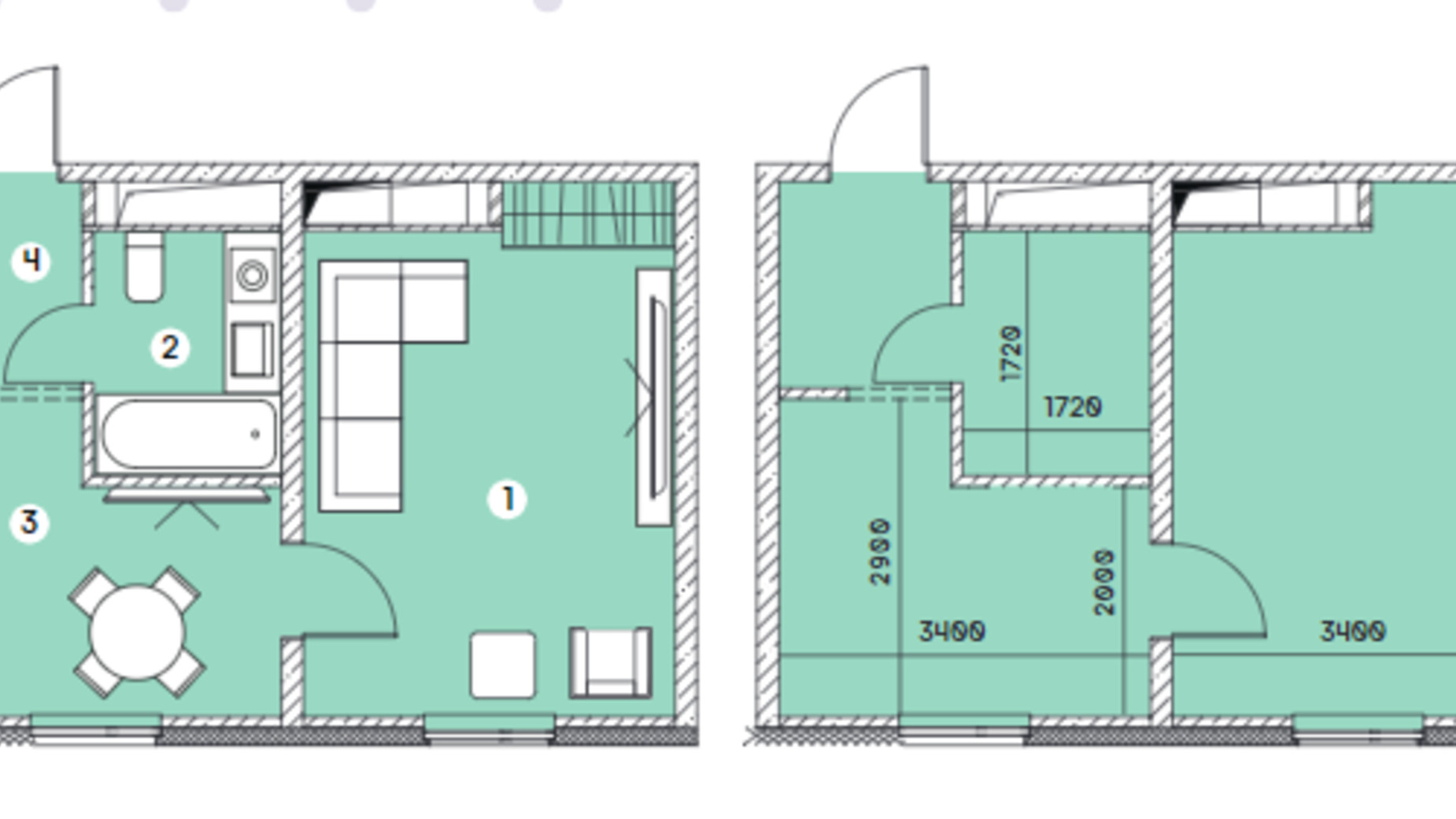 Планування 1-кімнатної квартири в ЖК Smart 31.05 м², фото 549657