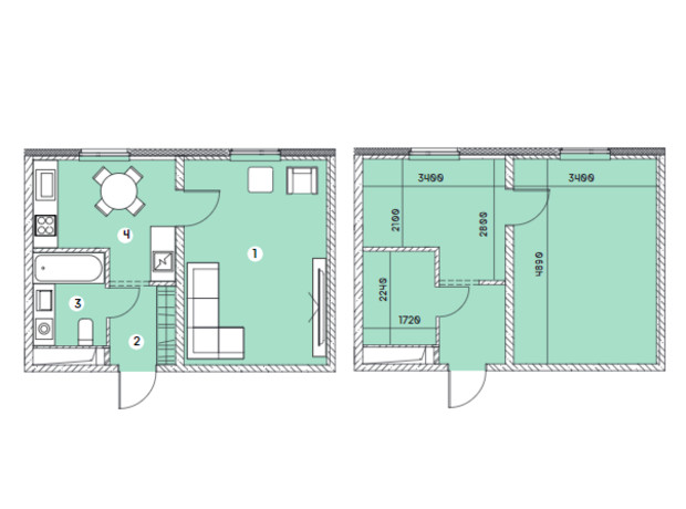 ЖК Smart: планування 1-кімнатної квартири 31.87 м²