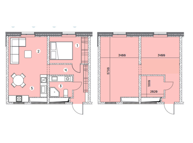 ЖК Smart: планировка 1-комнатной квартиры 37.3 м²