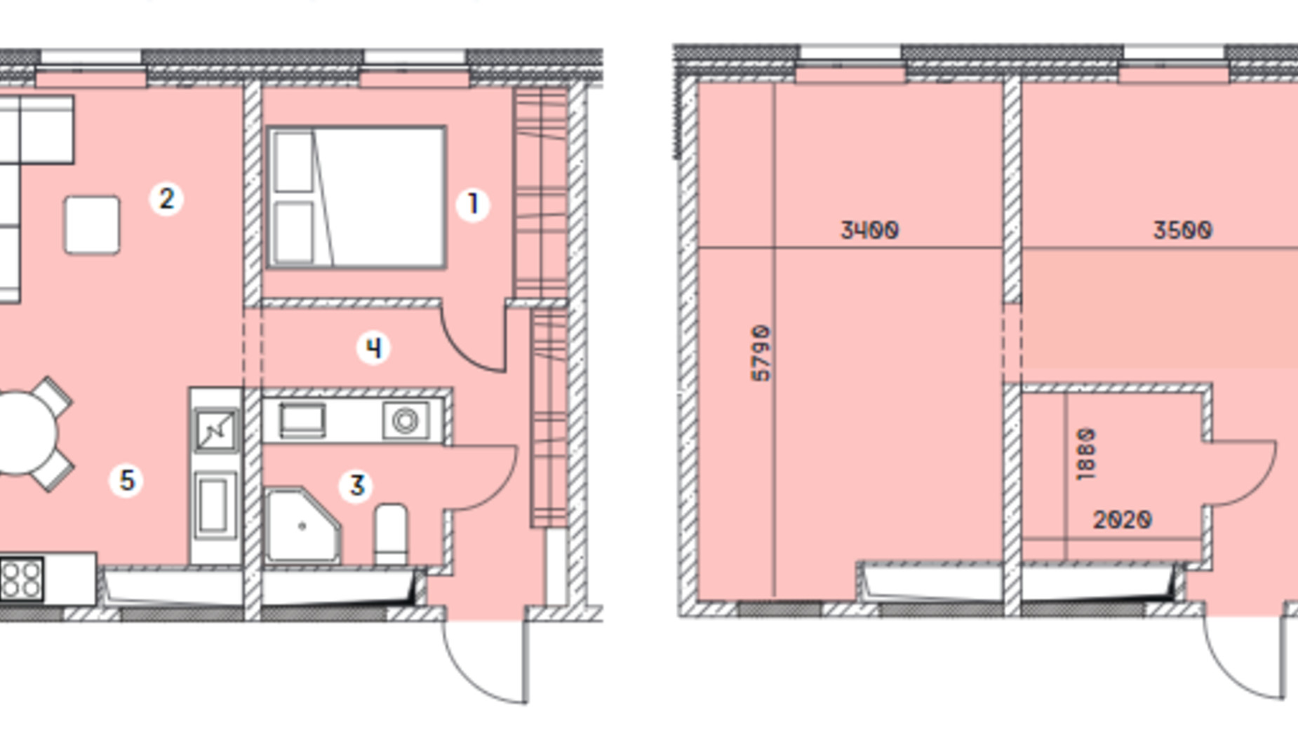 Планування 1-кімнатної квартири в ЖК Smart 37.3 м², фото 549674