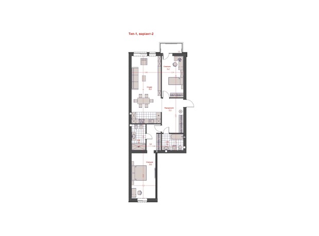 ЖК Оскар: планування 2-кімнатної квартири 110.4 м²