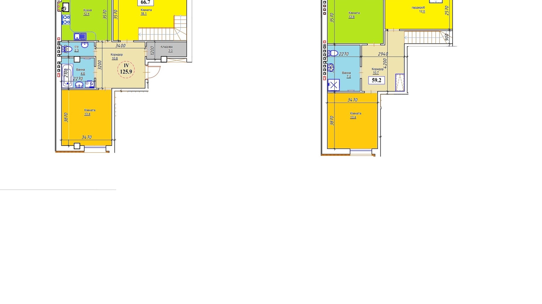 Планировка много­уровневой квартиры в ЖК ЯнивБуд 125.9 м², фото 549854